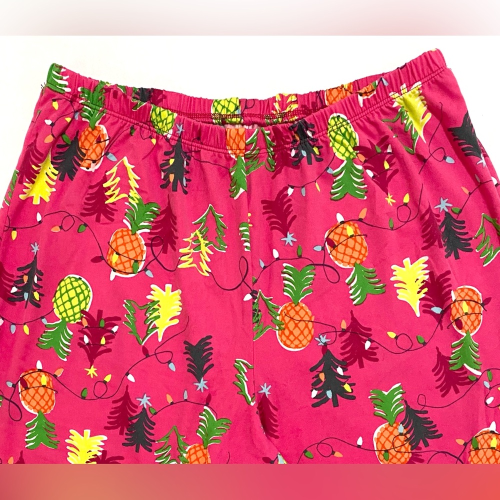 HUE Womens M Pink Green Pineapple Pine Joy Jersey Knit Pajama Set Loungwear - Picture 7 of 16